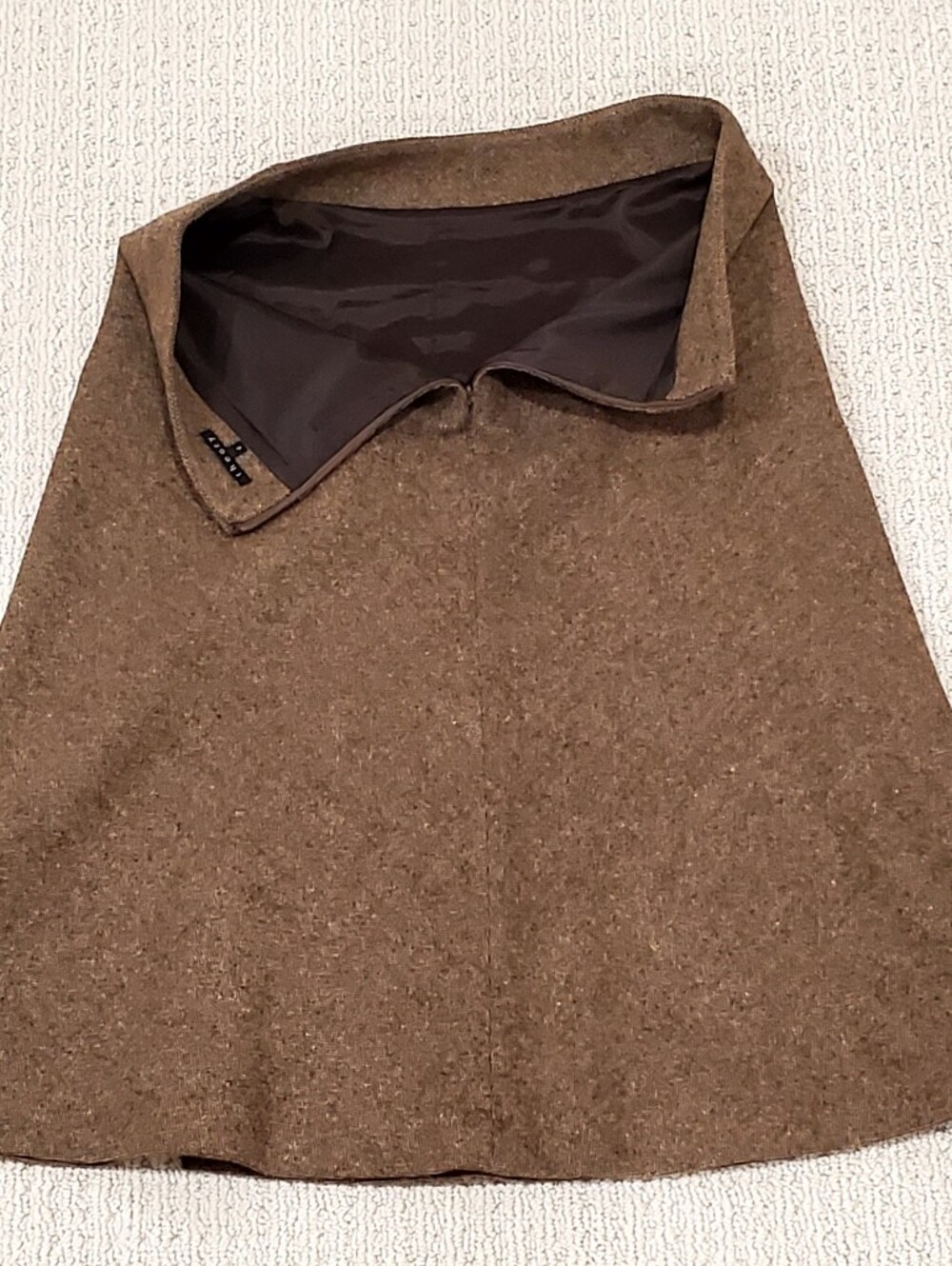 Theory Brown Fleck Donegal Tweed 98% Wool Midi ALine Skirt Pockets Sz 4 LIKE NEW - Picture 6 of 16